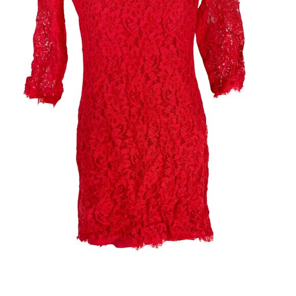 Diane Von Furstenberg Zarita Lace Dress Short Red  3/4 Sleeve size 6 - Picture 5 of 10